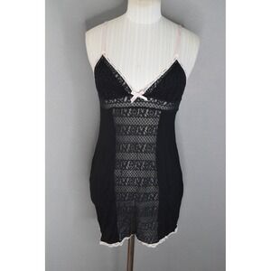 Victoria's Secret Black Lace Babydoll Lingerie Sleepwear Medium Slip Dress New